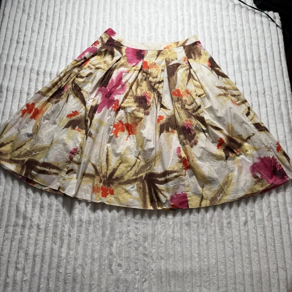 Talbots Floral Pleated Knee Length Skirt Women's SZ 10 Tropical